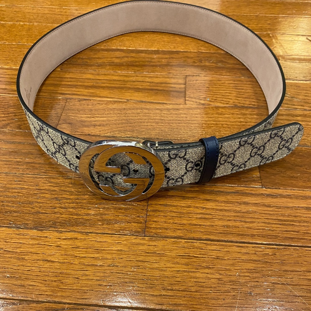 GG Supreme Interlocking G Buckle 1.5W Beige Ebony/Cocoa